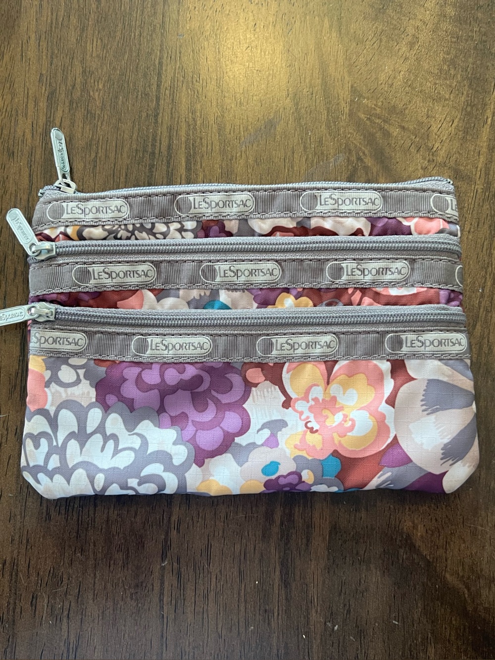 LeSportsac Floral Triple-Zip Cosmetic Pouch
